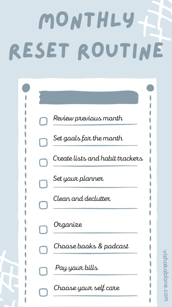 Monthly reset routine checklist 