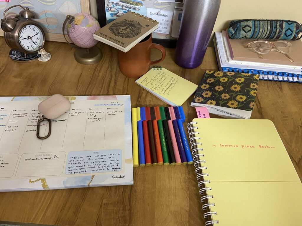 organised desk to reduce screen time 