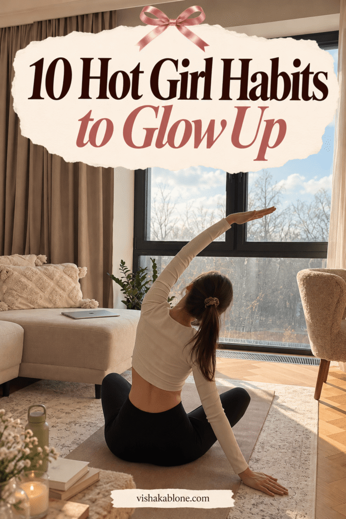 Ready for a glow-up from the inside out? Discover 10 hot girl habits to become your best self. these simple self-improvement habits will help you become healthier, more confident, organised, and intentional. Start your personal glow-up journey with daily habits that support healthy living, feminine energy, personal growth, self-care, and a soft life.
